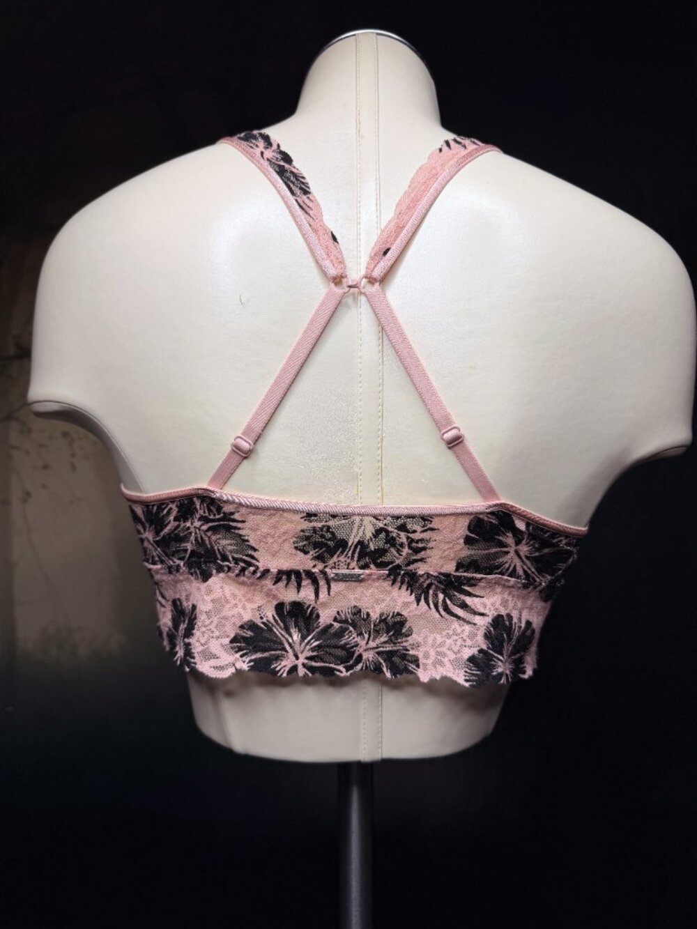 Victoria's Secret PINK Palm Print Lace Halter Bralette Lattice L - Picture 2 of 8
